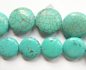 Cracked Chinese Turquoise  -  Puff Coins  16"