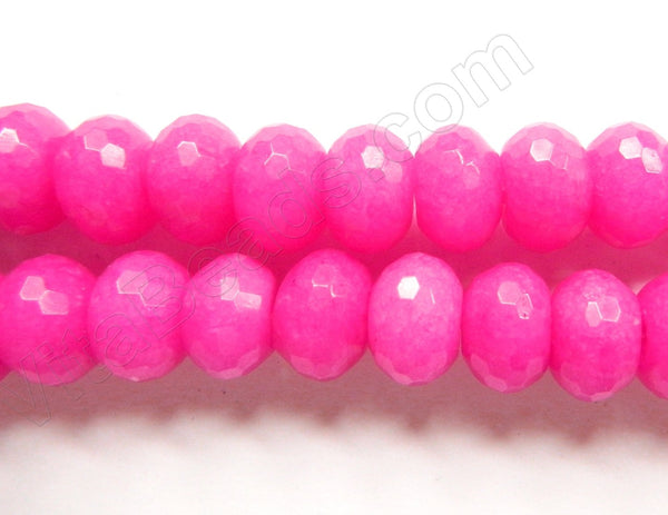 Bright Fuchsia Jade  -  Big Faceted Rondels  16"