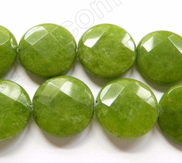 Olive Jade  -  Faceted Coin  16"
