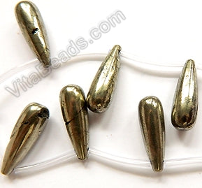 Pyrite  -  Smooth Top-drilled Long Teardrops 16"