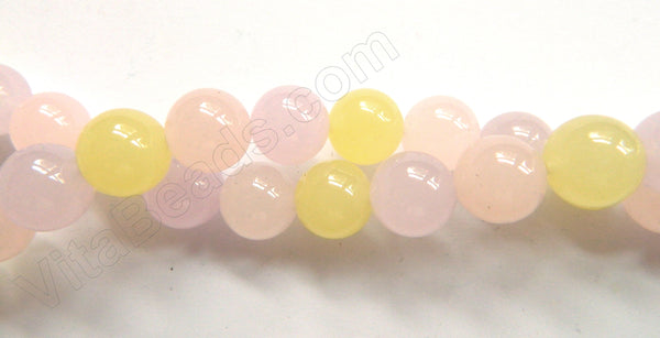 Light Mixed Rose, Purple &. Honey Jade  -  Smooth Round  16"     12 mm