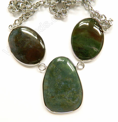 Fancy Jasper Green 3 Piece Set Necklace 26"