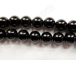 Black Jet Stone Natural AA  -  Smooth Round  16"