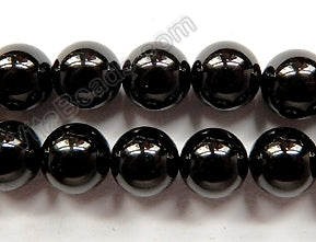 Black Jet Stone Natural AA  -  Smooth Round  16"