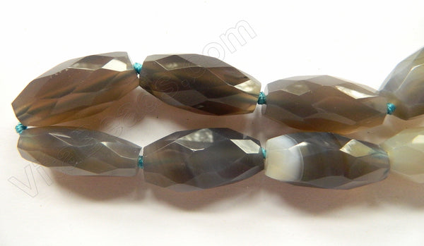 Grey Agate  -   Faceted Long Rice  16"