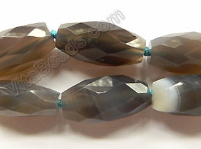 Grey Agate  -   Faceted Long Rice  16"