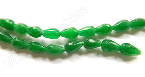 Green Jade  -  8x12mm Faceted Drops 16"