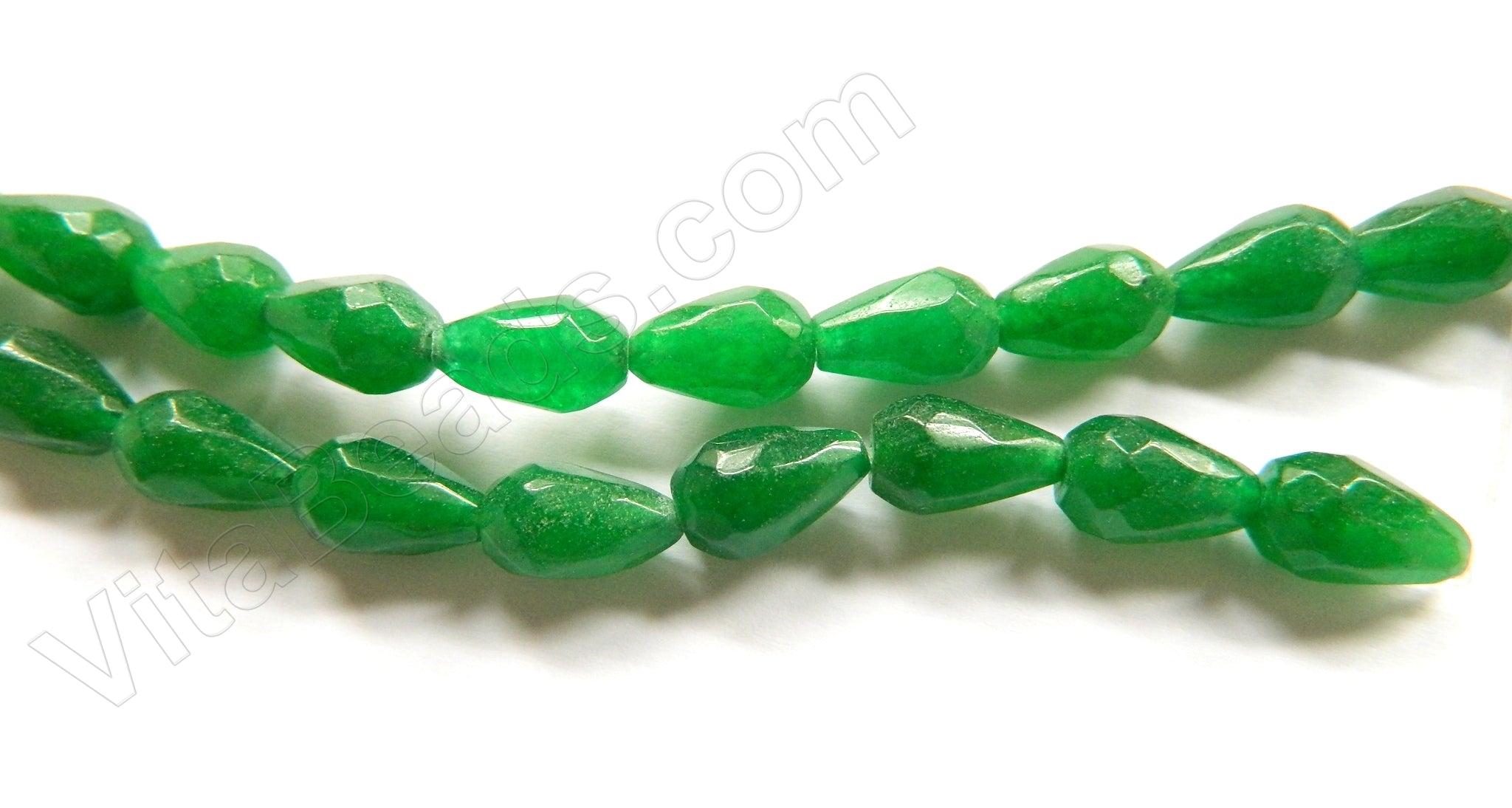 Green Jade  -  Faceted Drops  15"