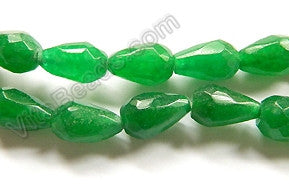 Green Jade  -  8x12mm Faceted Drops 16"