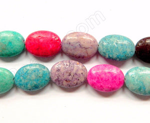 Mixed Crack Turquoise  -  Puff Ovals  16"