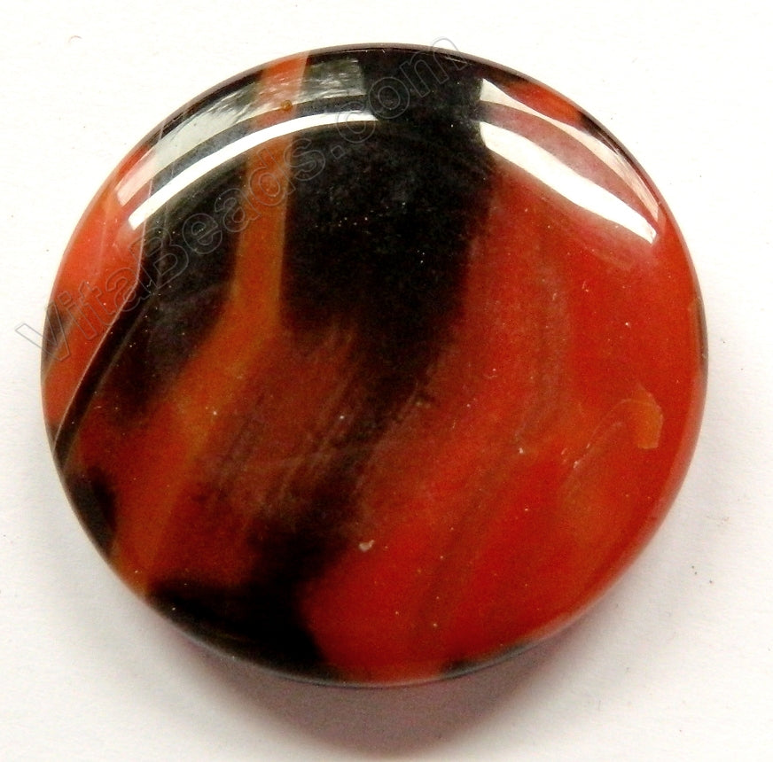 Pendant - Round Black Red Agate