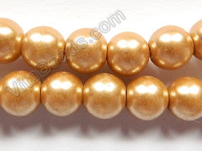Glass Pearl   -  Golden Brown  -  Smooth Round  16"