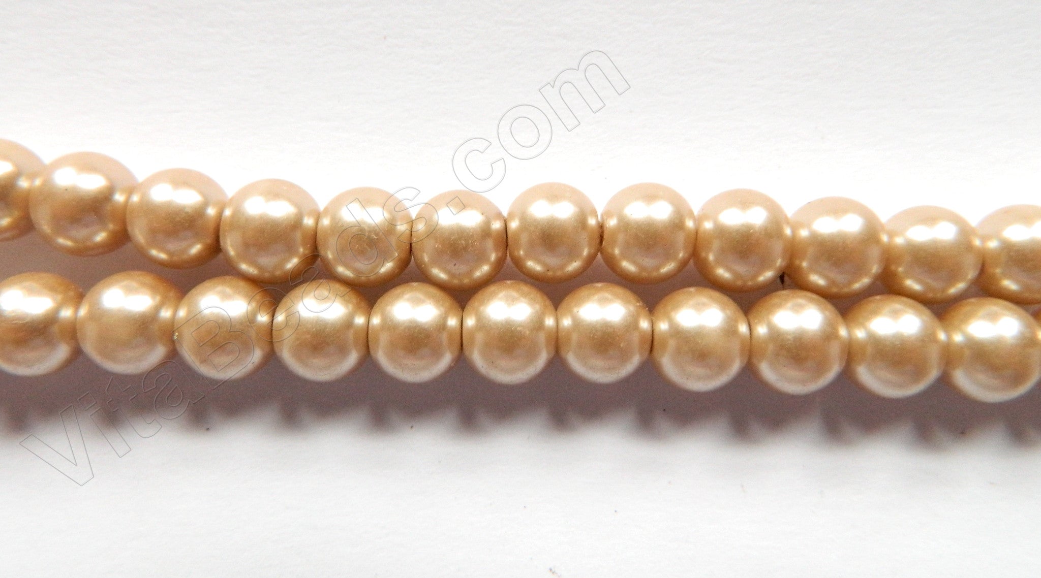 Glass Pearl   -  Light Satin Brown  -  Smooth Round  16"