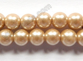 Glass Pearl   -  Light Satin Brown  -  Smooth Round  16"