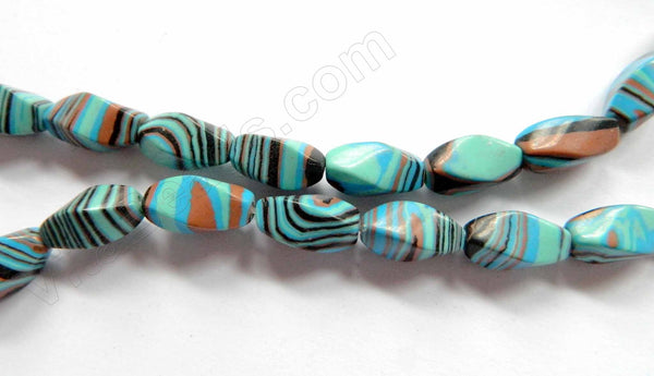 Synthetic Blue Turquoise Paint Lines  -  Twist  16"