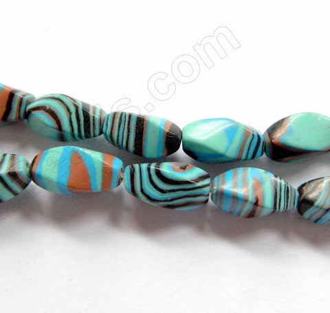 Synthetic Blue Turquoise Paint Lines  -  Twist  16"