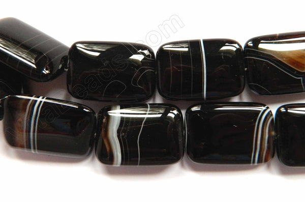 Black Sardonix Agate AA  -  Big Thick Puff Rectangles  16"