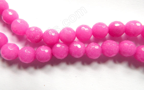 Bright Fuchsia Pink Mashan Jade  -  Faceted Round  16"