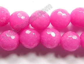 Bright Fuchsia Pink Mashan Jade  -  Faceted Round  16"