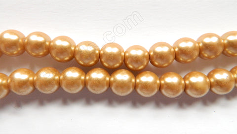 Glass Pearl   -  Golden Brown  -  Smooth Round  16"