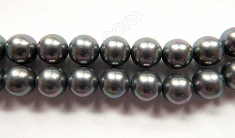 Glass Pearl   -  Smooth Round Dark Grey  16"    12 mm