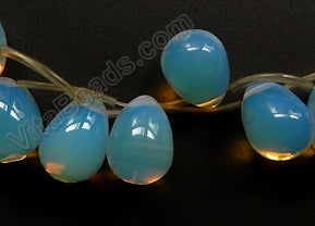 Synthetic White Opal  -  Smooth Round Teardrops  16"