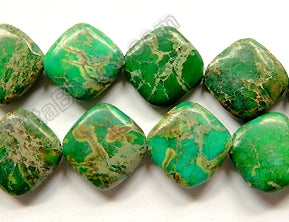 Green Impression Jasper  -  Puff Diamond  16"