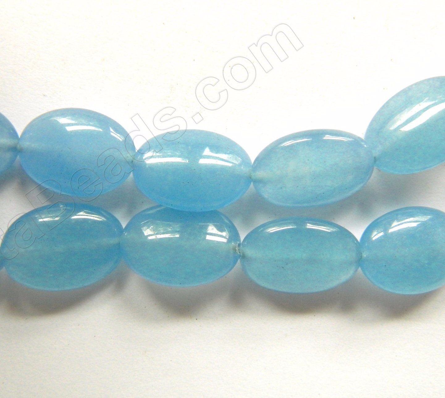 Light Blue Chalcedony Jade  -  Puff Ovals  16"