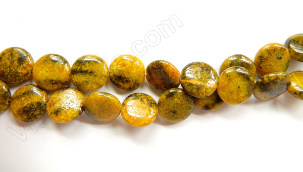 Dyed Yellow Orange Chinese Turquoise  -  Puff Coins 16"