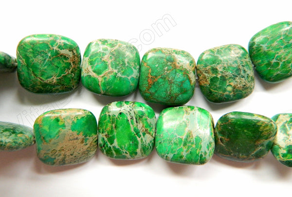 Green Impression Jasper  -  Puff Squares  16"