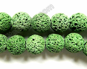 Green Lava Stone Natural No Wax  -  Smooth Round  16"    12 mm