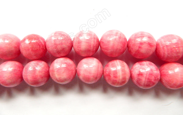 Dyed Peruvian Rhodonite  -  Smooth Round Beads  16"     10 mm