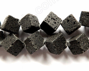 Lava Stone Black  -  Di-drilled Cubes 16"