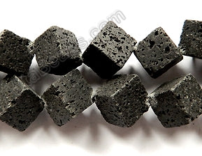 Lava Stone Black  -  Di-drilled Cubes 16"