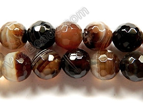 Brown Sardonix Agate w/ Lines  -  Faceted Round  16"