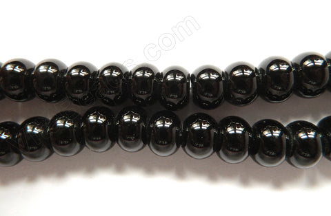 Black Onyx AA  -  Big Smooth Rondels  16"     14 x 10  mm