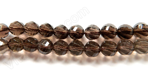 Smoky Quartz Natural AA  -  Twist Cut Faceted Round  16"