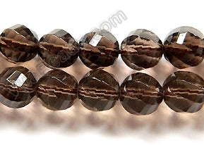 Smoky Quartz Natural AA  -  Twist Cut Faceted Round  16"