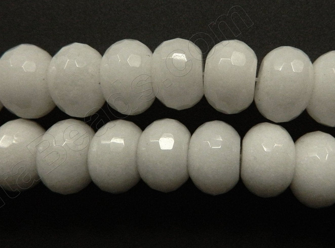 White Ghost Jade  -  Big Faceted Rondels  16"