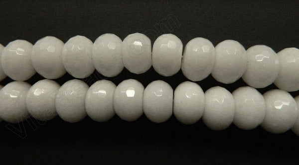 White Ghost Jade  -  Big Faceted Rondels  16"