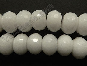 White Ghost Jade  -  Big Faceted Rondels  16"