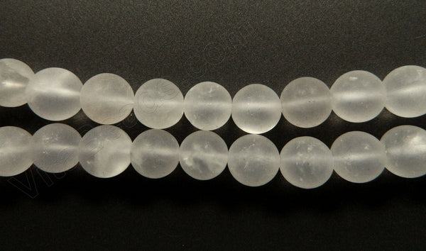 Frosted Crystal Natural AAA  -  Smooth Round Beads 16"
