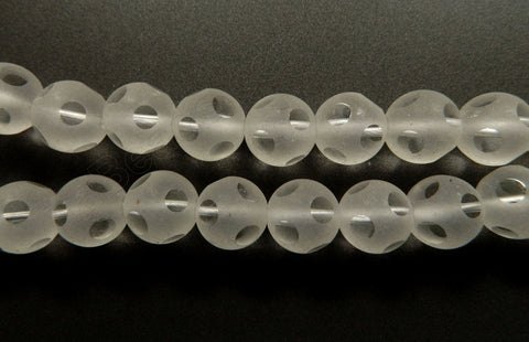 Frosted Crystal  -  Faceted Dot Round 16"   12 mm