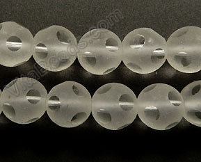 Frosted Crystal  -  Faceted Dot Round 16"   12 mm