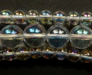 AB Coated Natural Crystal AAA  -  Smooth Round 16"