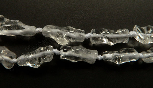 Clear Crystal  -  Graduated Free Form Twisted Nuggets  16"