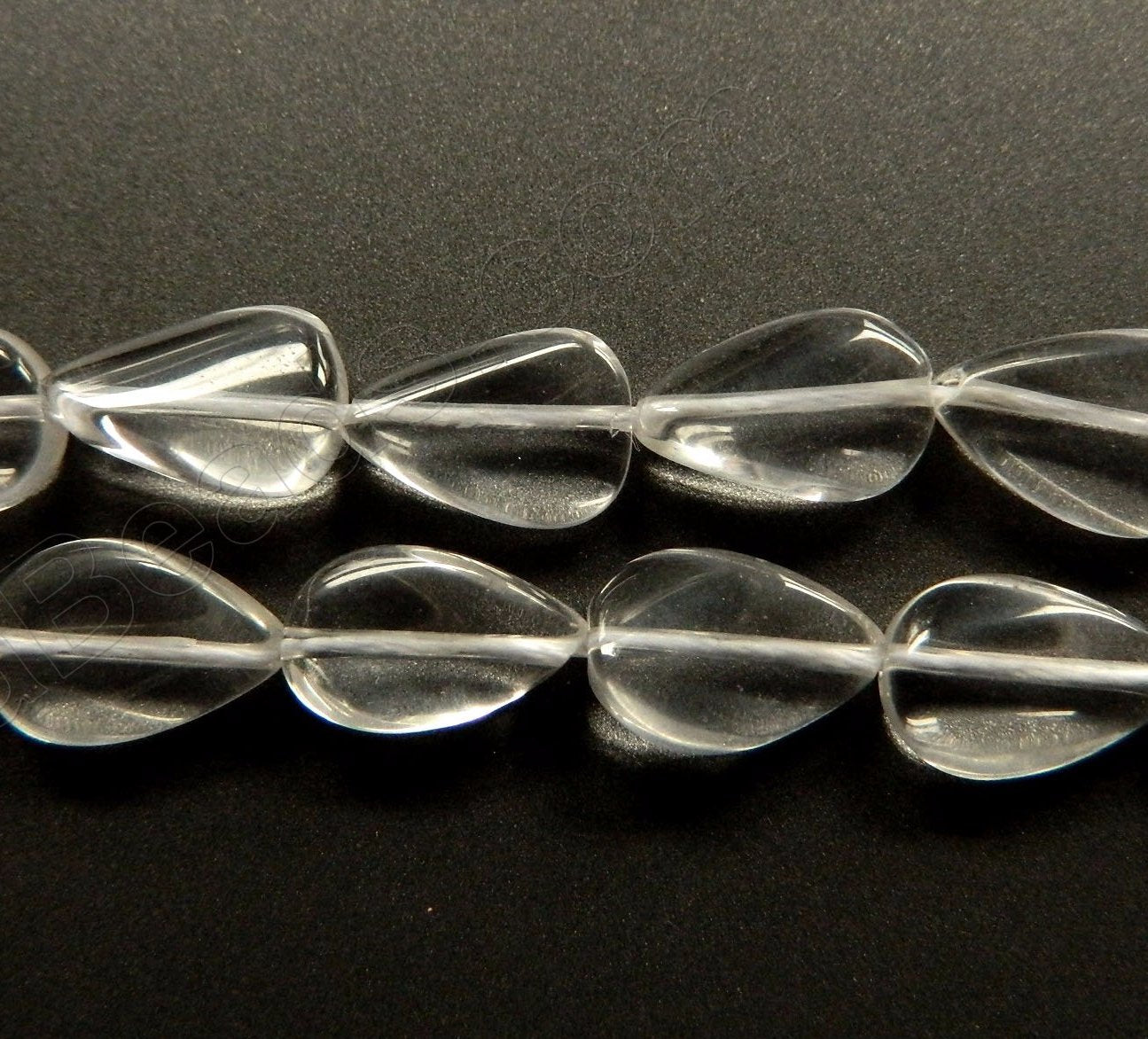 Clear Crystal Natural  -  Twisted Flat Drops  16"