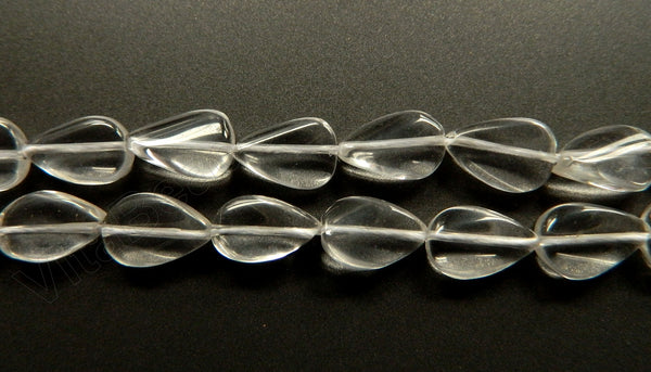 Clear Crystal Natural  -  Twisted Flat Drops  16"