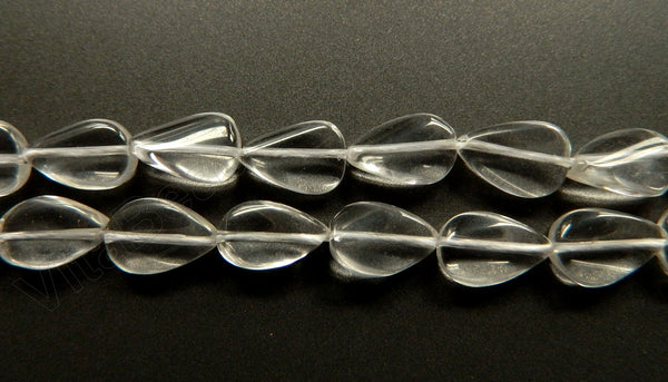 Clear Crystal Natural AA  -  Twisted Flat Drops  16"