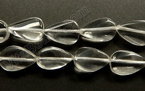 Clear Crystal Natural  -  Twisted Flat Drops  16"